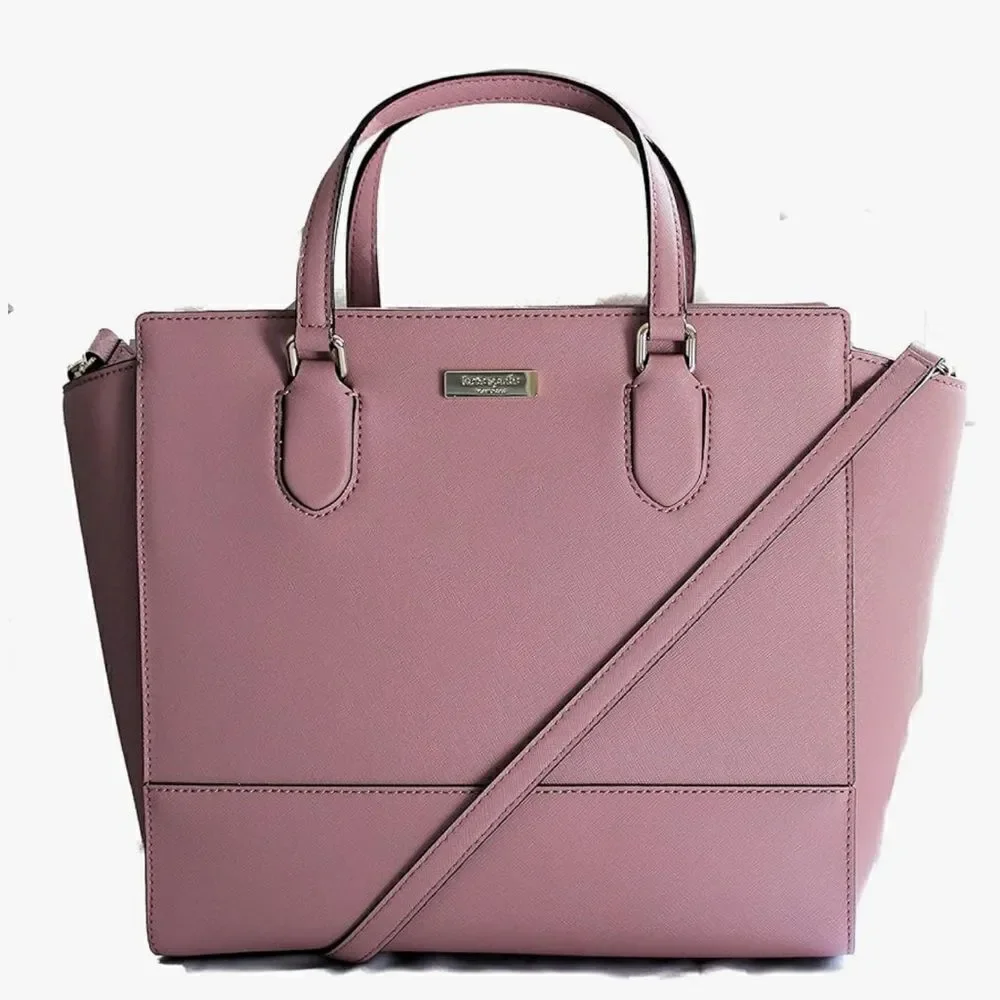 Kate Spade Hadlee Laurel Way Dusty Peony Pink Leather Handbag Purse Satchel